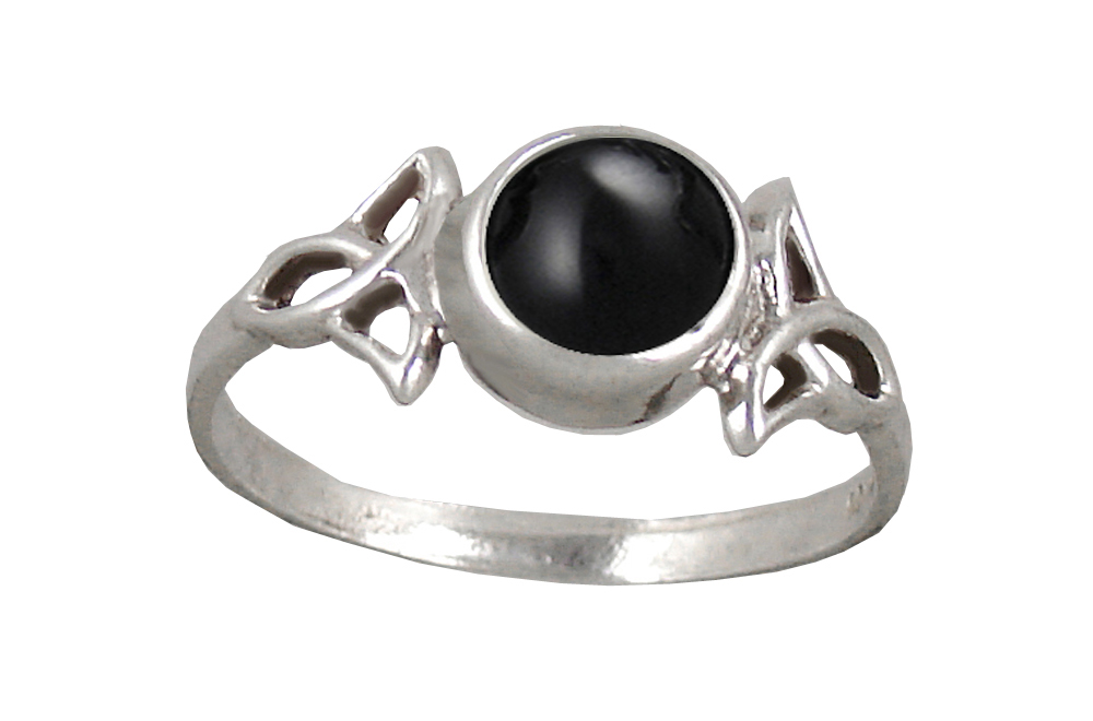 Sterling Silver Celtic Knotwork Ring With Black Onyx Size 6